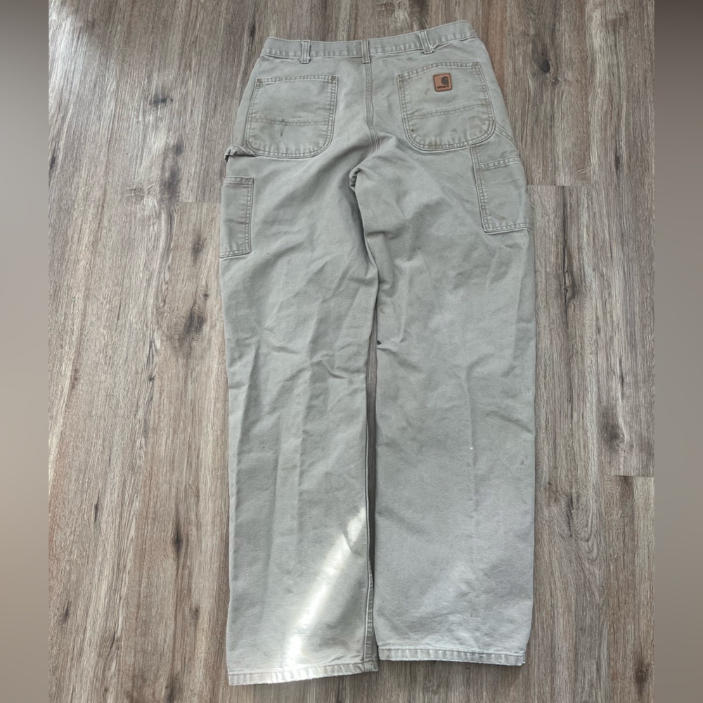 90s Disstressed Carhartt Men's Carpenter Cream color Pants